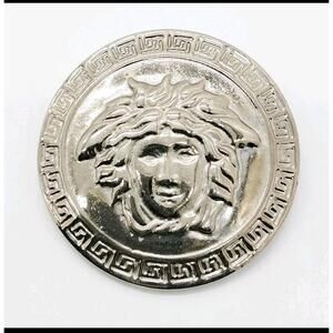 Gorgeous Authentic Versace Silver Metal Medusa Brooch / Pin